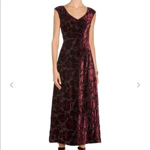 St. John’s Knits wine-colored velvet/silk dress